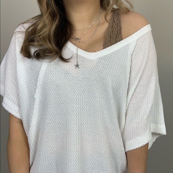 La Jolla Oversized Waffle Top - White S - Picture 2 of 8